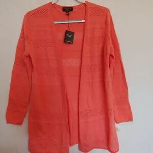 NEWCashmere New With Tag  orange/Coral knit cardigan